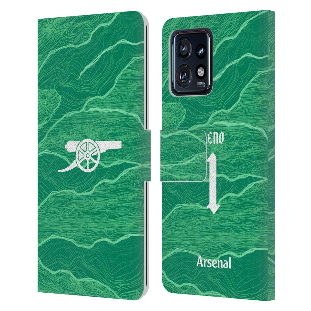 Head Case Designs Officially Licensed Arsenal FC Bernd Leno 2021/22 Players Away Kit Leather Wallet Case Compatible with Moto Edge 40 Pro/Plus 2023