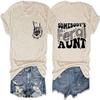 Somebody's Feral Aunt T-Shirt, Auntie Gift Shirt Graphic Tee Women's Casual Short Sleeve Top for Aunt Beige view 1