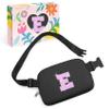 COSHAYSOO Initial Letter Fanny Pack for Girls Personalized Christmas Birthday Gifts for 6 7 8 9 10 11 12 Year Old Teen Girl, Girly Fashion Crossbody Purse Belt Bag Preteen Tween Trendy Stuff Black E view 1