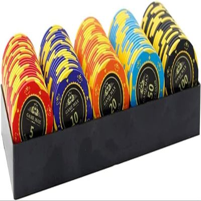 Yarsanor 100PCS Casino Games Casino Chips, Monte Carlo Gambling Chips, 14 Gram Clay Texas Holdem Casino Laser Chips Club Poker Chips for Home Party & Play (Size : 100Pcs Caribbean Crown)