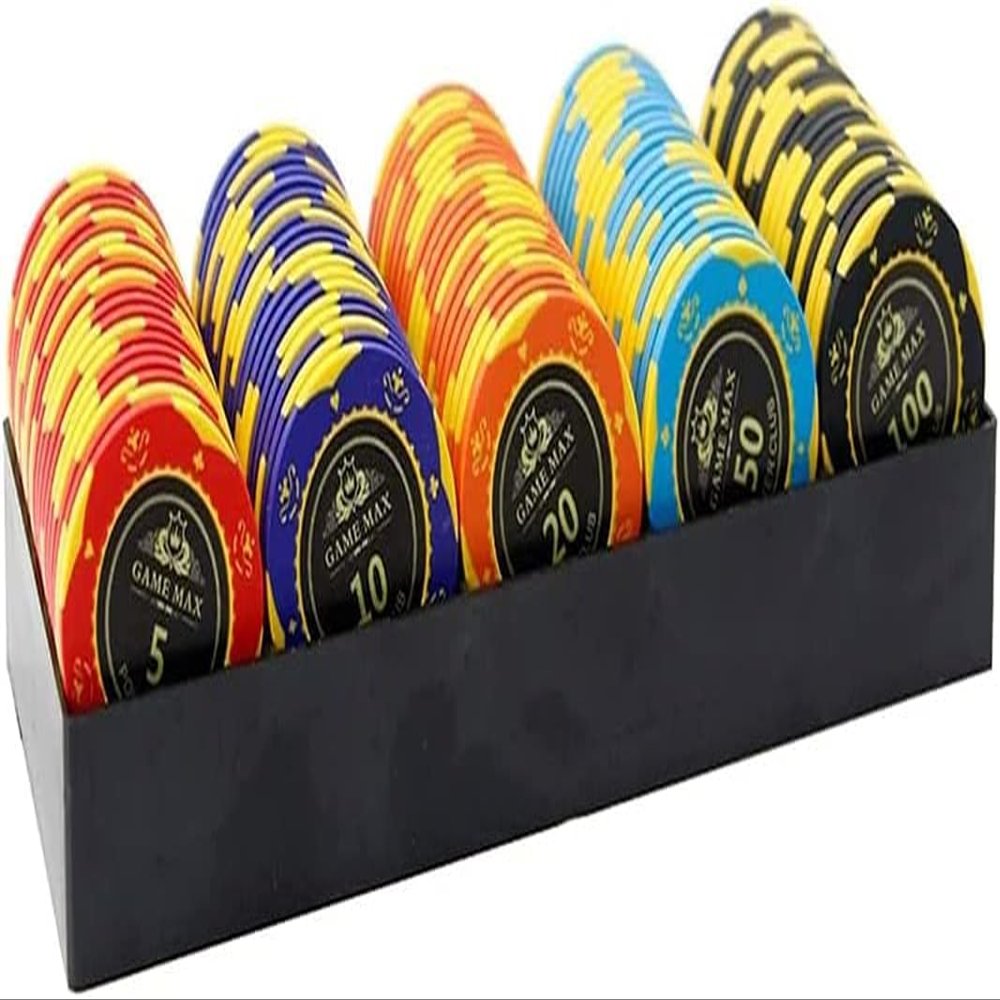 Yarsanor 100PCS Casino Games Casino Chips, Monte Carlo Gambling Chips, 14 Gram Clay Texas Holdem Casino Laser Chips Club Poker Chips for Home Party & Play (Size : 100Pcs Caribbean Crown)