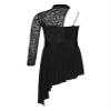 winying Kids Girls Ballet Lyrical Dance Dress Modern Contemporary Costume One Shoulder Long Sleeve Maxi Long Dress Black 12 Years view 4