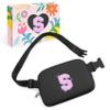 COSHAYSOO Initial Letter Fanny Pack for Girls Personalized Christmas Birthday Gifts for 6 7 8 9 10 11 12 Year Old Teen Girl, Girly Fashion Crossbody Purse Belt Bag Preteen Tween Trendy Stuff Black S