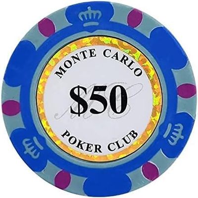 Yarsanor 14 Gram Casino Games Chips, Poker Chips Monte Carlo Clay Iron core Texas Holdem Blackjack Poker Chips for Counting Markers Math Learning Poker Chips (Size : 25 Piece $50)