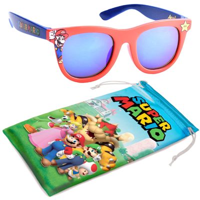 Sun-Staches Super Mario Sunglasses - Stylish, Comfortable & Durable UV-Protective Boys Sunglasses With Soft Carrying Case - Official Super Mario Gifts for Boys and Girls