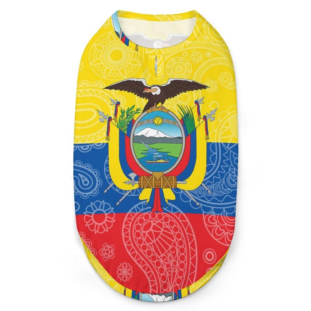 Ecuador Paisley Flag Dog Clothes Pullover Dog Shirts Soft Pet Vest Tank Top for Small Medium Dogs & Cats S