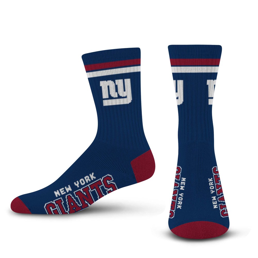 FBF - NFL 2 Stripe Adult Team Logo Crew Dress Socks Footwear for Men & Women Game Day Apparel Size X-Large XL Extra Large (New York Giants)
