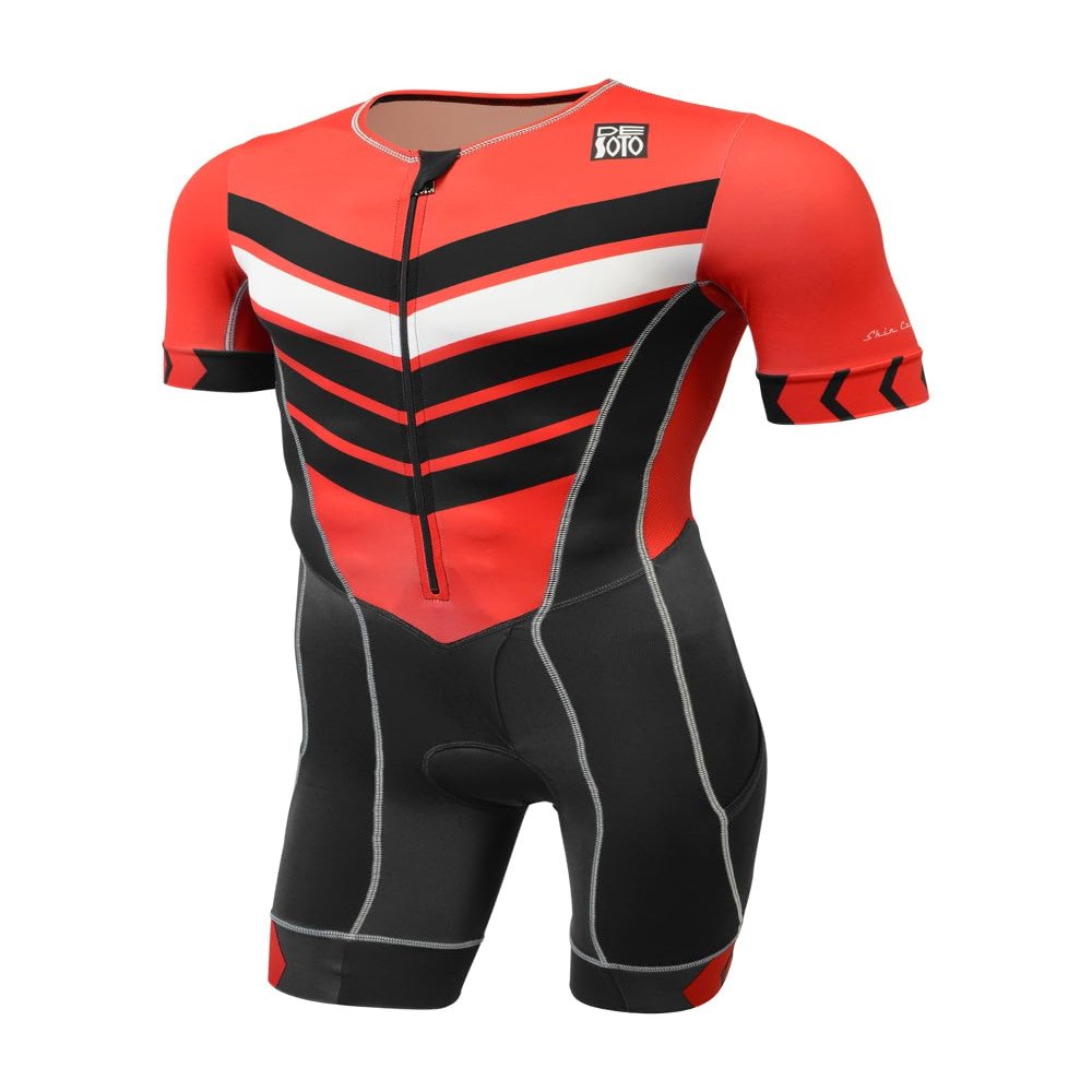 De Soto Forza Sleeved Triathlon Flisuit FFTS (Size Small, Red Chevron)