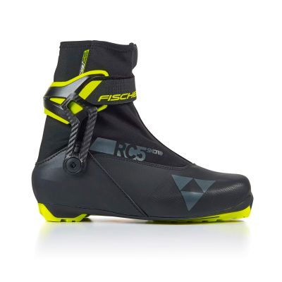 Fischer RC5 Skate Mens Cross Country Race Ski Boots, Black/Yellow, 44
