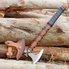 Viking Axe of Ragnar Lothbrok Hunting Axe with Rosewood Handle - Hand-Forged High Carbon Steel Sharp Blade, Handmade Camping Axes, Hatchet-Norse Ax, Tomahawk Vikings Bearded Axes, with Leather Sheath view 1