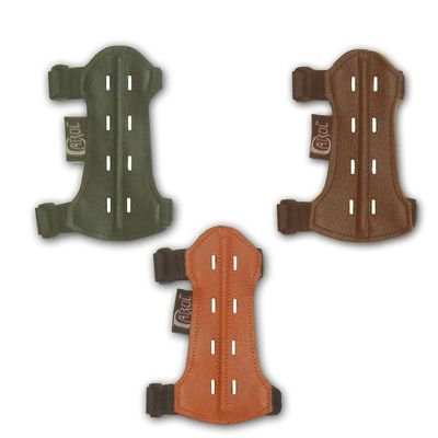 CarolUSA Archery, Hunting,Indoor Outdoor Target Sports Bow Range Recurve/Longbow Shooting Full Grain Cow Hide Leather Forearm Bracer/Arm Guard/Wrist Protector Youth Style (Brown Leather)