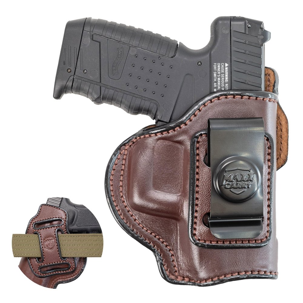 Maxx Carry Multi-Carry 4-Way OWB and IWB Leather Gun Holster fits Taurus G2c Holster 9mm or 40S&W, PT111 G2 | G 26, 27 | Walther PPQ SC, P22 | Sig P320 Micro Compact | Springfield XD 3, XD MOD 2