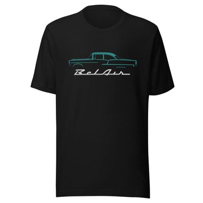 1955 Chevy Bel Air Silhouette Tropical Turquoise Unisex t-Shirt