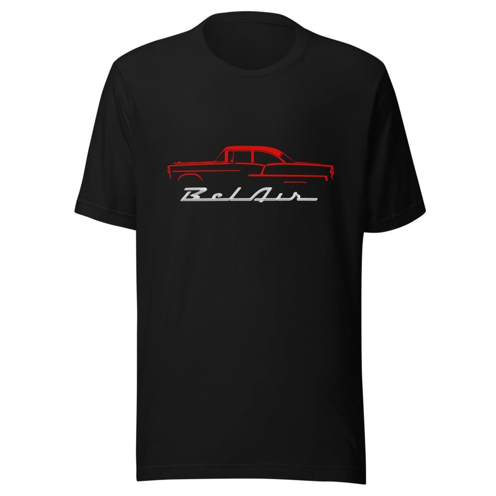 1955 Chevy Bel Air Silhouette Matador Red Antique Car Graphic T-Shirt | Car Enthusiast Gift