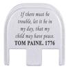 NDZ Performance Rear Slide Cover Plate for Glock Gen 5 17 19 19X 22 23 26 27 34 45 47  9mm .40 Cal  Silver Anodized Aluminum, Black Laser Engraving  Thomas Paine view 1