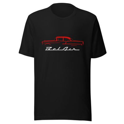 1955 Chevy Bel Air Silhouette Matador Red Antique Car Unisex t-Shirt