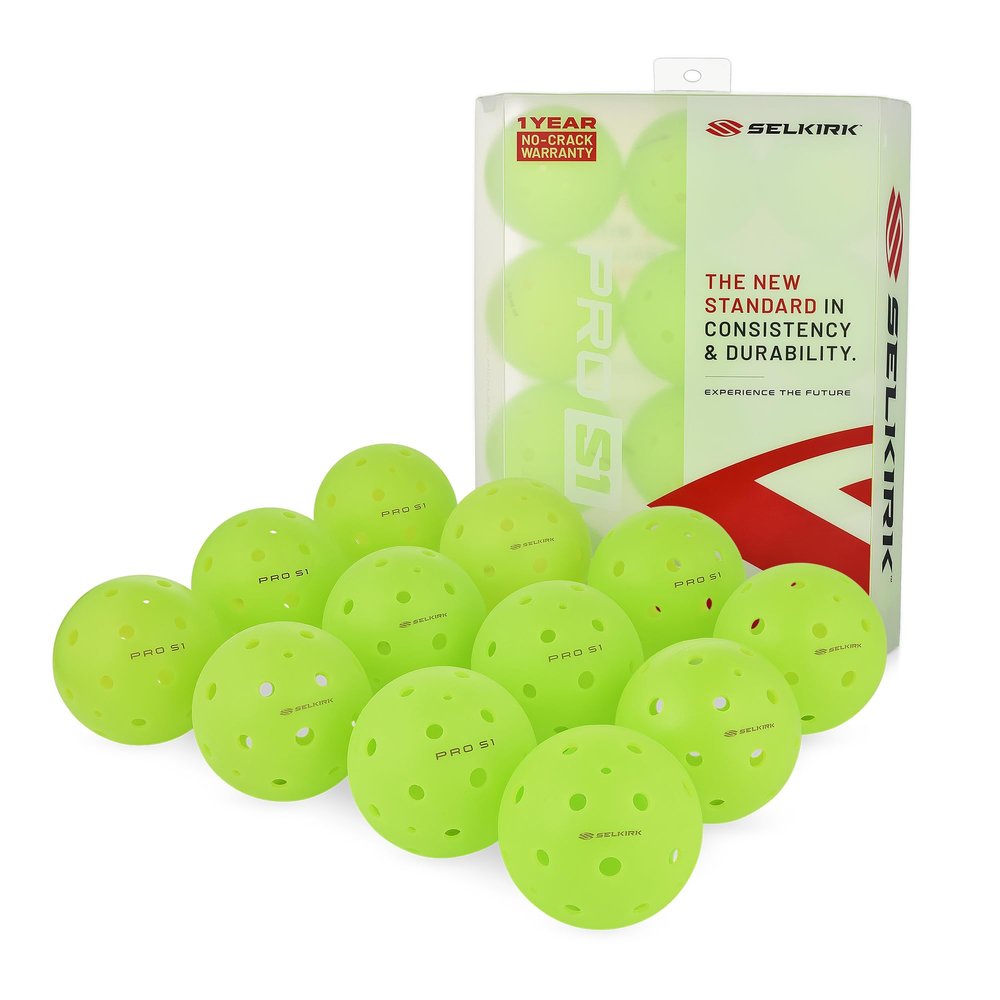 Selkirk Sport Pro S1 Ball | Crack-Resistant | 38 Hole Outdoor Pickleball Balls | USAPA Approved Pickle Ball for Tournament Play | Advanced Aerodynamics | 12 Pack Pickleballs |