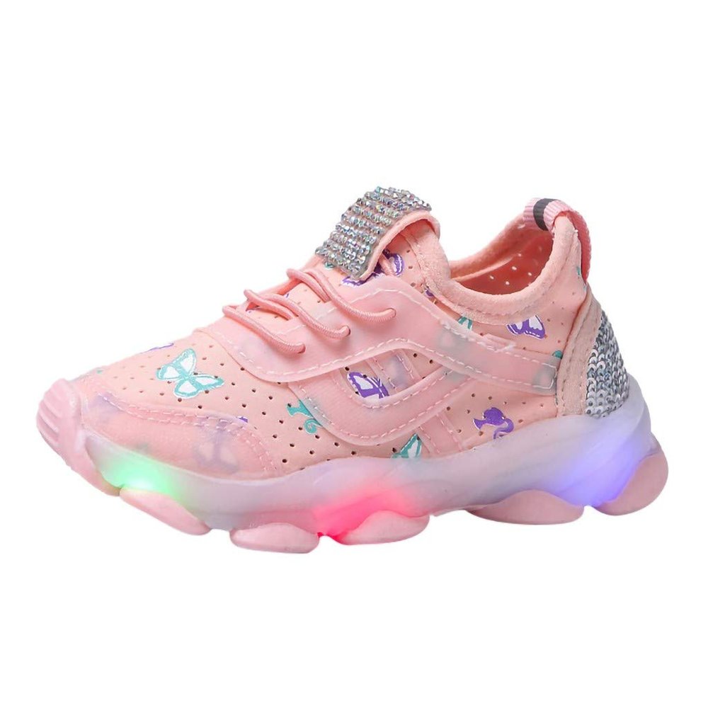 Baby First Walking Shoes Kid Led Shoes Trainers Slip on Waves Shoes Boys Girls Cotton Mesh (Pink, 10 Little Child)