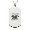 Gift for my Army partner, PTSD quote | Silver Dog Tag > "Struggles are real, progress is evident, resilience defines you." | Military, US army, soldier, police, Veterans view 1