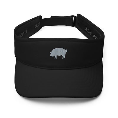 Pig Visor, Embroidered Unisex Visor hat, for Men and Women, Design 1, Pig Lover Gifts. Black