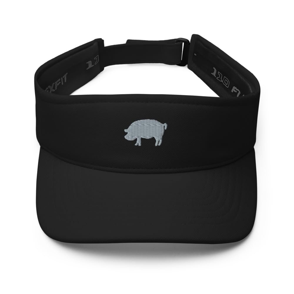 Pig Visor, Embroidered Unisex Visor hat, for Men and Women, Design 1, Pig Lover Gifts. Black