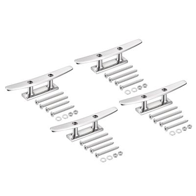 uxcell Boat Cleat Open Base 5 Inch, 4 Pcs 316 Stainless Steel Dock Cleat for Kayak Boat, Yachts, and Fishing Boats, Include Installation Screws