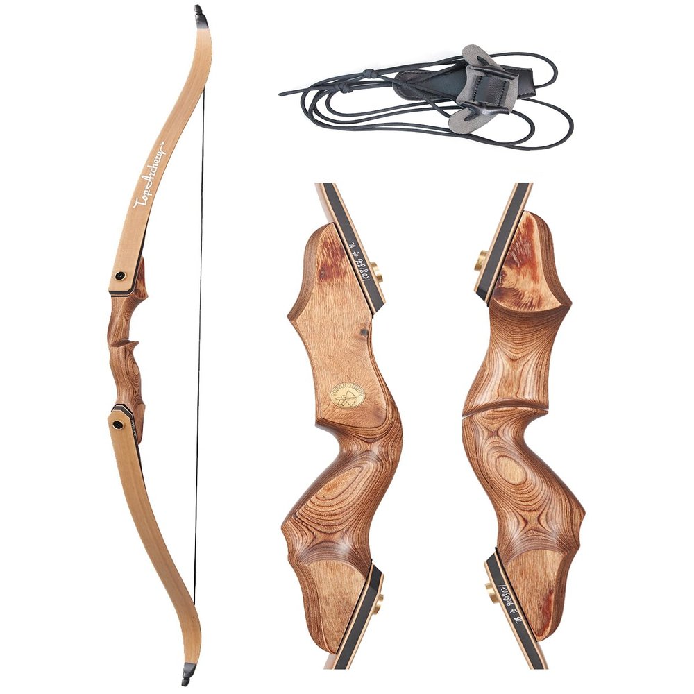 TOPARCHERY recurve Bow 60" recurve Bows for Adults Hunting Bow for Adults Long Bow Archery recurve Bows Right Hand Bow Wooden Takedown Bow