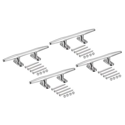 uxcell Boat Cleat Open Base 8 Inch, 4 Pcs 316 Stainless Boat Steel Dock Cleat, Mooring Accessories, Include Installation Screws