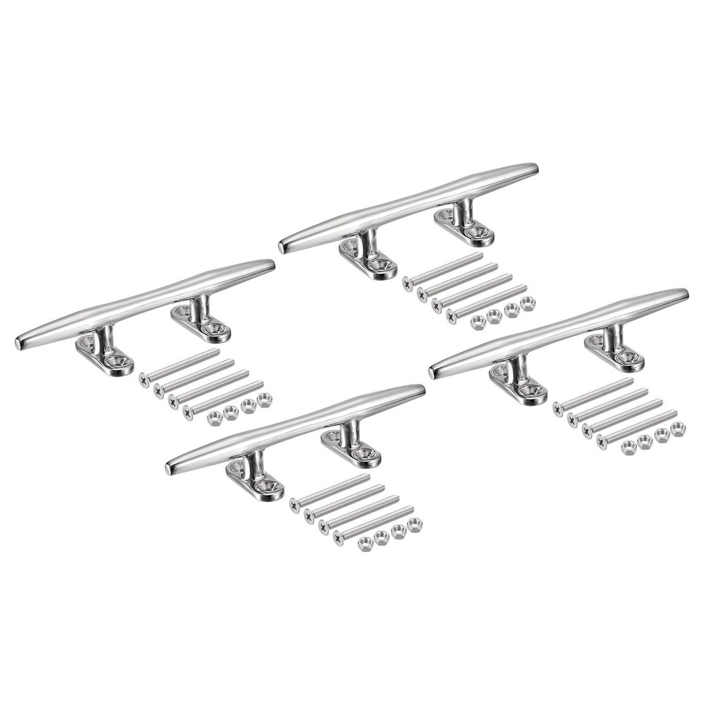 uxcell Boat Cleat Open Base 8 Inch, 4 Pcs 316 Stainless Boat Steel Dock Cleat, Mooring Accessories, Include Installation Screws