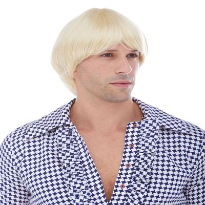 60s Mod Beatles Color BLONDE - Sepia Costume Wigs Sixties Sonny Bono Paul Ringo George John Straight Men's Hippie Beatnik Fancy Dress Halloween Theater Peluca