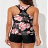 Aleumdr Womens Tankini Swimsuits Athletic 3 Piece Tummy Control Bathing Suits with Shorts Modest Tank Tops Pink Printed Small view 2