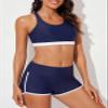 Aleumdr 3 Piece Swimsuits for Women 2025 Trendy Athletic Tankini Teen Bathing Suit Tummy Control Modest Swimwear with Boy Shorts Navy Blue X-Large view 4