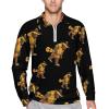 Bigfoot Sasquatch Mexican Mens Polo Shirts Long Sleeve Slim Fit Zippered Shirts Casual Golf Shirts Tee Top 5XL view 1