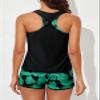 Aleumdr 3 Piece Athletic Tankini Swimsuits for Women with Shorts Swim Tank Tops with Sports Bra and Boyshorts Bathing Suits G Black X-Large view 2