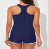 Aleumdr 3 Piece Swimsuits for Women 2025 Trendy Athletic Tankini Teen Bathing Suit Tummy Control Modest Swimwear with Boy Shorts Navy Blue Small view 2