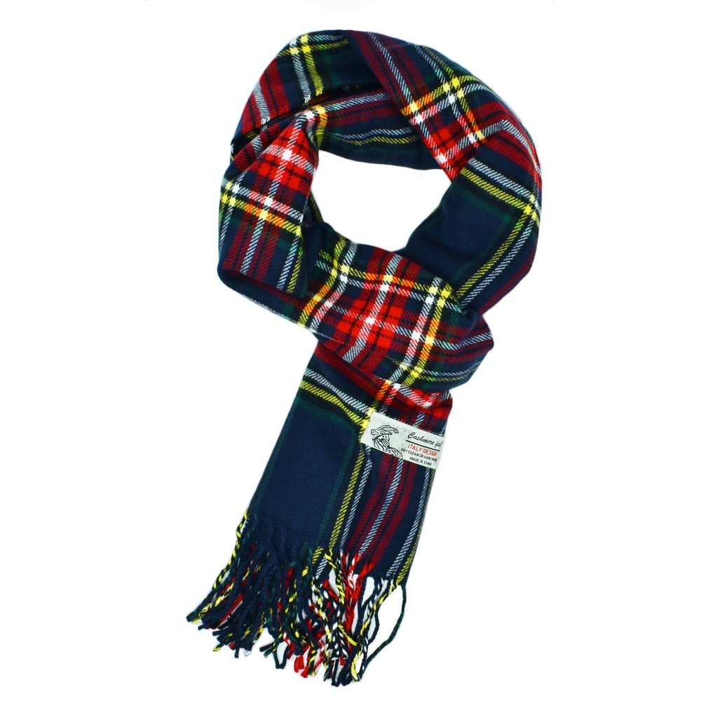 Glory Max Scottish Stewart Tartan Plaid Luxurious Winter Scarf Soft Cashmere Feel 72"x12" (Navy Stewart Tartan)
