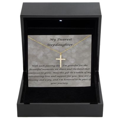 CrystalGoldCrossNecklace LuxuryBox 12057379