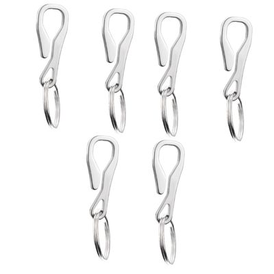 Sosoport 6pcs Stainless Steel Keyring Hooks Keychains Clip Carabiner Buckle Ring for Backpack DIY Accessories
