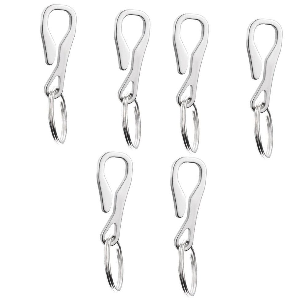 Sosoport 6pcs Stainless Steel Keyring Hooks Keychains Clip Carabiner Buckle Ring for Backpack DIY Accessories