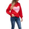 aromm Women's Pullover Sweaters Crewneck Long Sleeve Heart Print Knitwear Red, L view 1