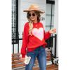 aromm Women's Pullover Sweaters Crewneck Long Sleeve Heart Print Knitwear Red, L view 3