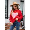 aromm Women's Pullover Sweaters Crewneck Long Sleeve Heart Print Knitwear Red, L view 4