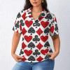 Playing Card Poker Women's Short Sleeve Polo Shirts Casual Collared T-Shirts Golf Shirts Sport Blouses Tops XL view 2