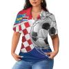 Soccer Goal and Croatia Flag Women's Short Sleeve Polo Shirts Casual Collared T-Shirts Golf Shirts Sport Blouses Tops XL view 1