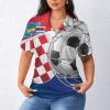 Soccer Goal and Croatia Flag Women's Short Sleeve Polo Shirts Casual Collared T-Shirts Golf Shirts Sport Blouses Tops XL view 2