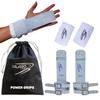 QALARO Double Buckle Power Leather Grips for Girls Gymnastics | Dowel Grips, 4" White Wristbands | Gymnastics Grips for Girls | Youth Bar Grips | Gymnastics Gloves view 1