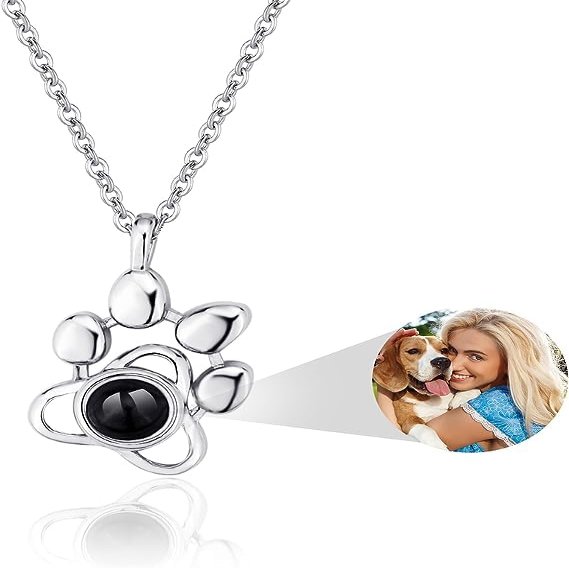 hadantto Custom Photo Necklace - Personalized Projection Necklace with Photo Inside - Love Memorial Gifts for Her - Unique Birthday Gift Idea for Wife or Girlfriend (Style2-Silver)