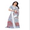 IMTRA FASHION Saree for Women Linen Printed Sari with Unstitched Blouse Piece-Grey-PARINDA GREY view 3