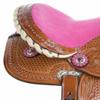 Western Horse Pleasure Saddle - Genuine Leather 10" 11" 12" 13" 14" 15" 16" 17" 18" with Matching Tack Set Headstall Breast Collar Reins (Style 10, 12" Seat) view 3