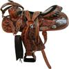 Western Horse Pleasure Saddle - Genuine Leather 10" 11" 12" 13" 14" 15" 16" 17" 18" with Matching Tack Set Headstall Breast Collar Reins (Style 08, 15" Seat) view 1